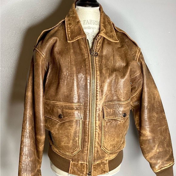 IOU Jackets & Blazers - Vintage Distressed Leather bomber jacket.